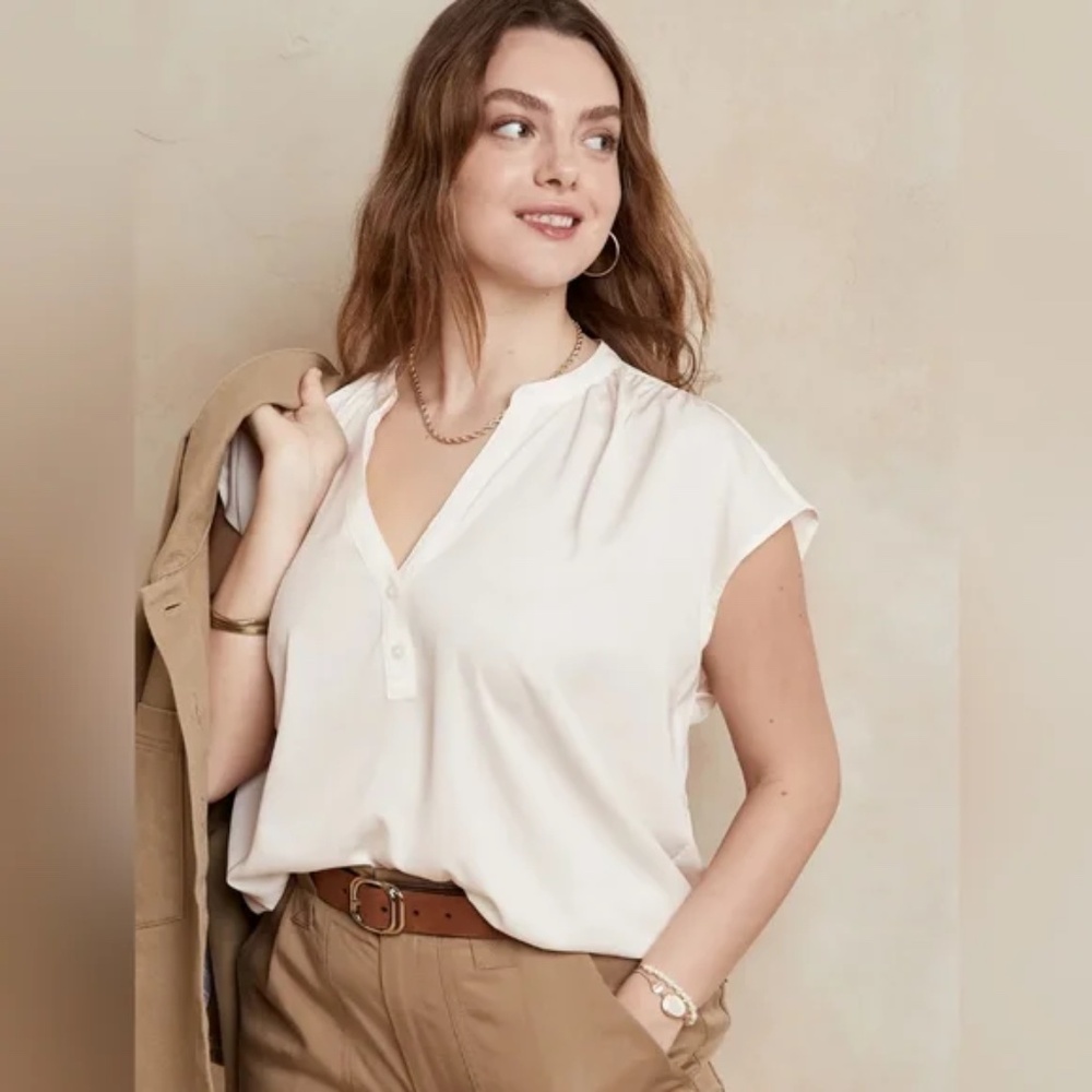 Banana Republic Cream Button Dolman Blouse